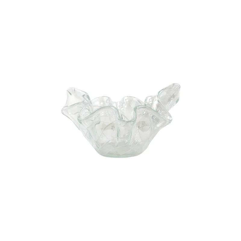 Onda 8.5" White Mouthblown Glass Serving Bowl