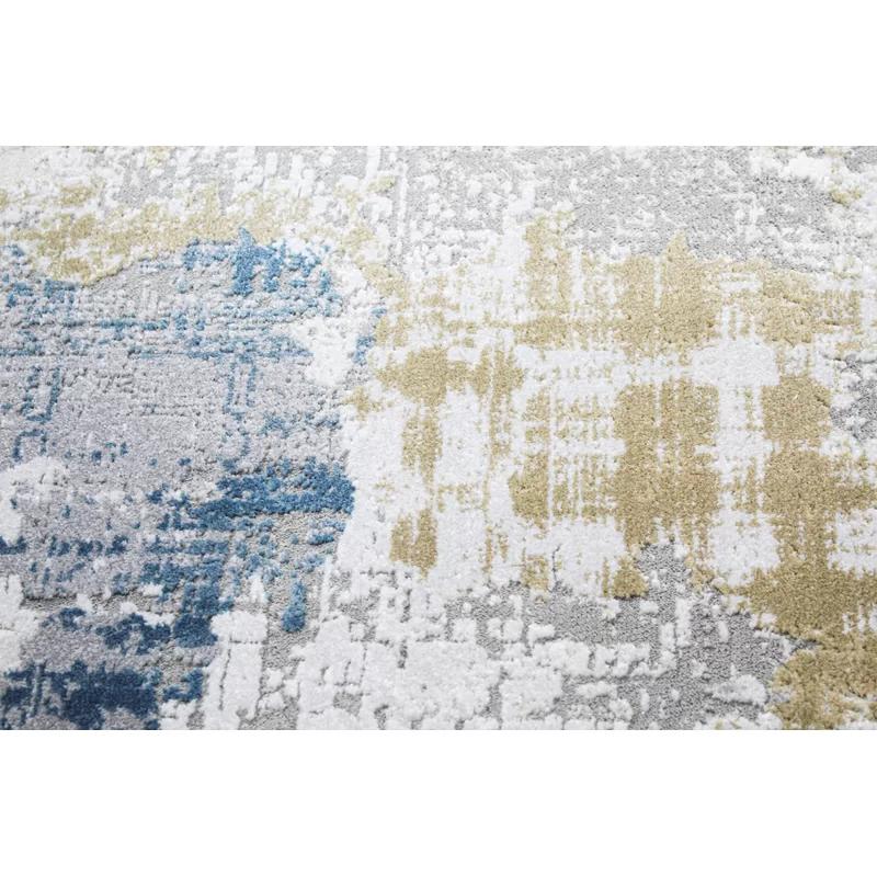 Modern Abstract Blue 8' x 10' Rectangular Synthetic Area Rug