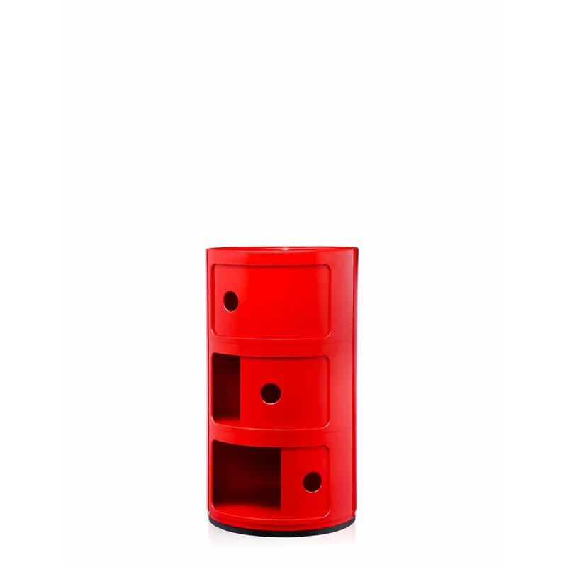 Componibili 3-Compartment Red ABS Plastic Storage Unit