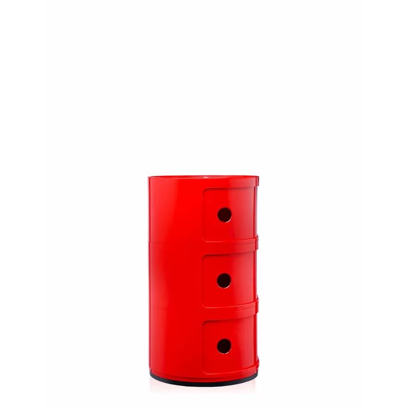 Componibili 3-Compartment Red ABS Plastic Storage Unit