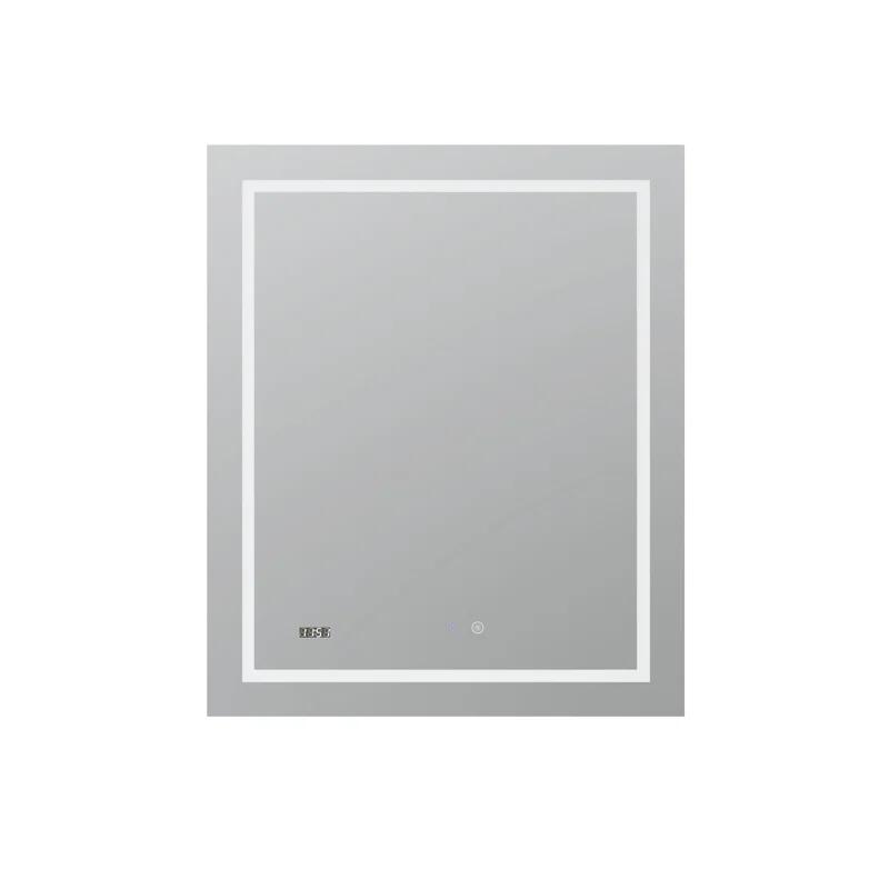 AQUADOM AQUADOM Daytona LED Wall-Mount Mirror for Bathroom with 3 Color Lighting, Touch Control, Dimmer and Defogger, Digital Clock