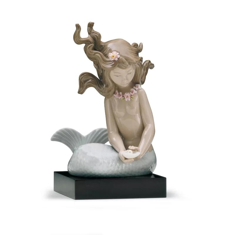 Elegant Mirage Mermaid Porcelain Figurine, 7" Height
