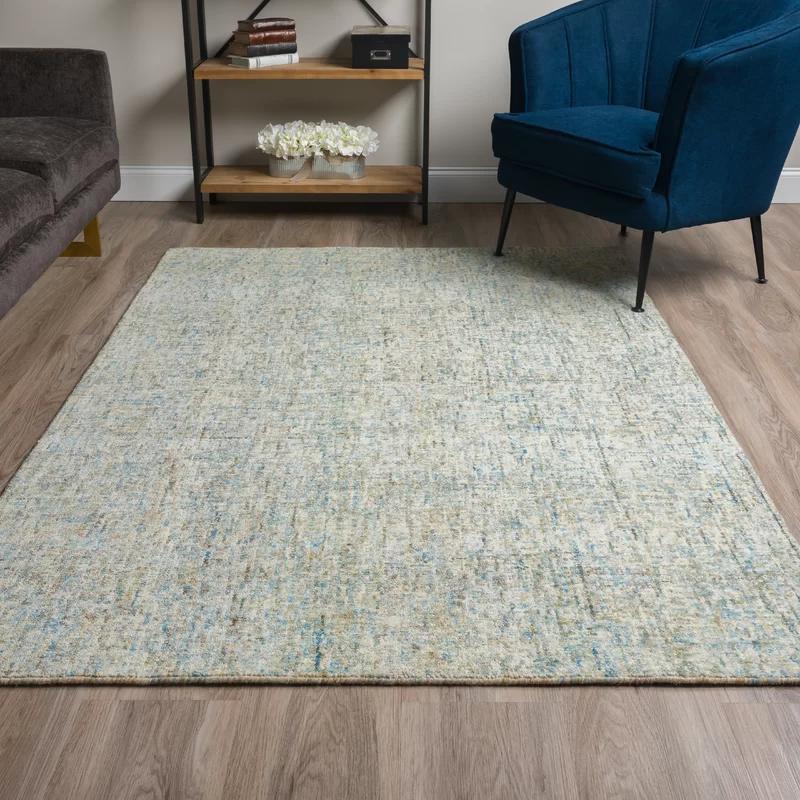 Chambray Elegance Hand-Tufted Wool Rug in Ivory and Light Blue, 9' x 13'