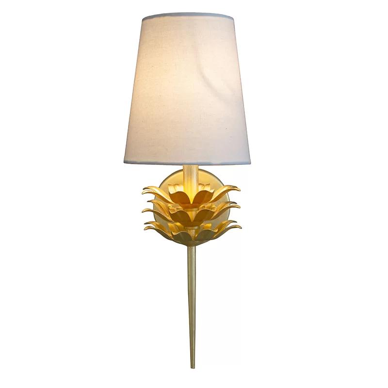 Delilah Gold Leaf 20.5" Contemporary Wallchiere with White Linen Shade