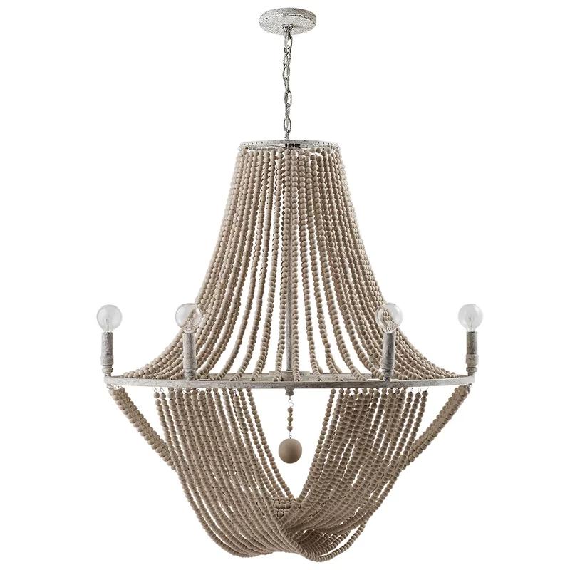 Mystic Sand Beaded 6-Light Empire Chandelier with Distressed Finish