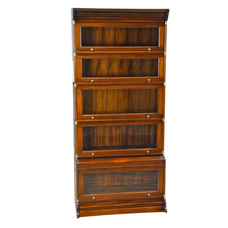 Elegant Mahogany and Brass 5-Tier Vertical Stacking Bookcase