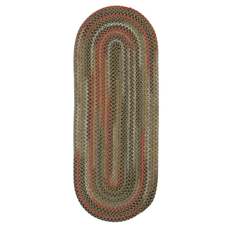 Olive and Multi Braided Wool Blend Runner Rug