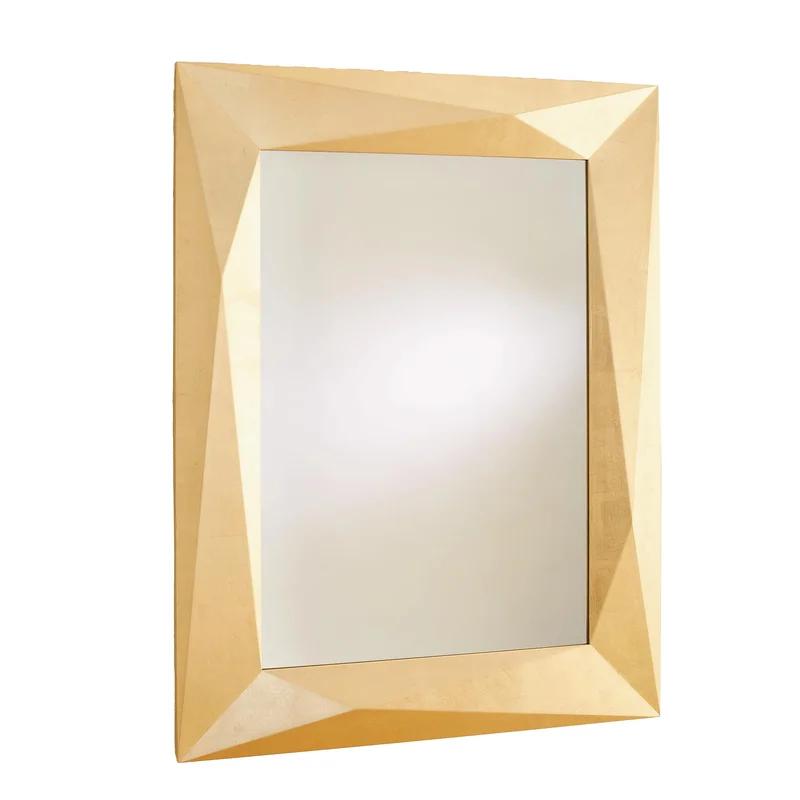 Elegant Angular Beveled Wall Mirror in Gold Leaf Finish