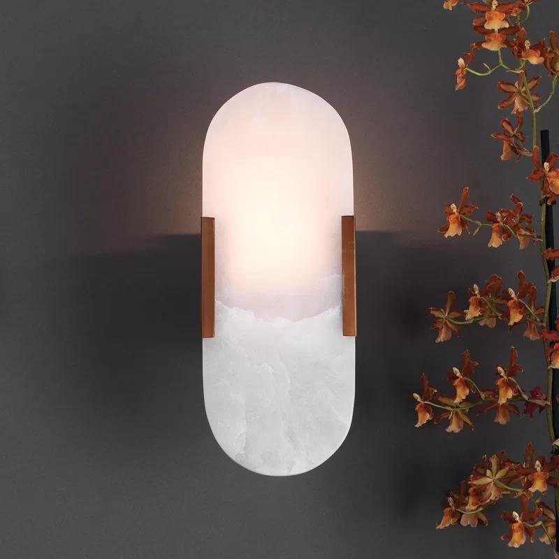 Delphi Antique Brass 2-Light Alabaster Wall Sconce