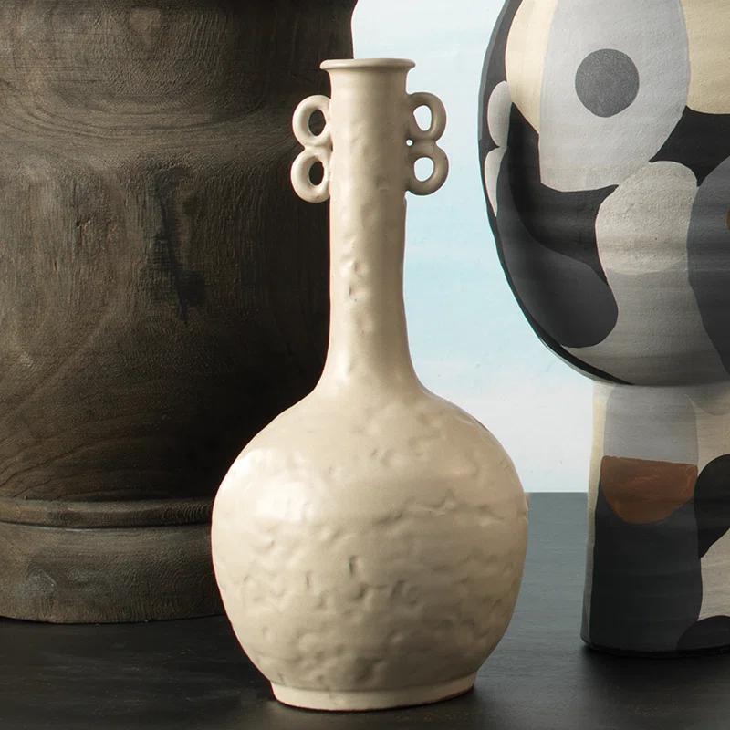 Jamie Young Co Large Transitional Ceramic Babar Vase in Beige