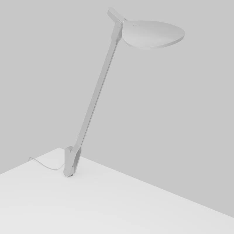 Sleek Silver LED Clip-On Desk Lamp with Touch Control and USB