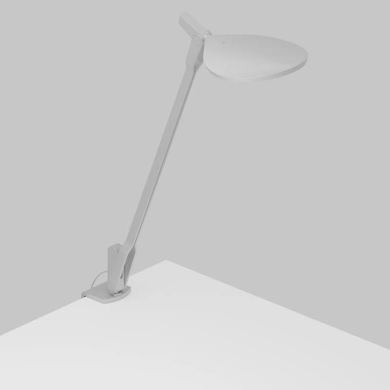 Sleek Silver LED Clip-On Desk Lamp with Touch Control and USB