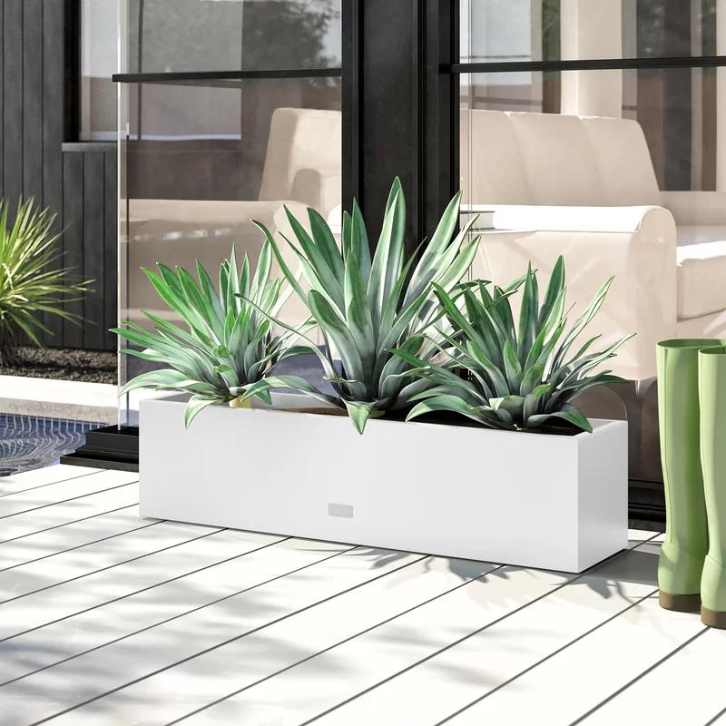 Veradek Sleek White Rectangular 36" UV-Resistant Outdoor Planter
