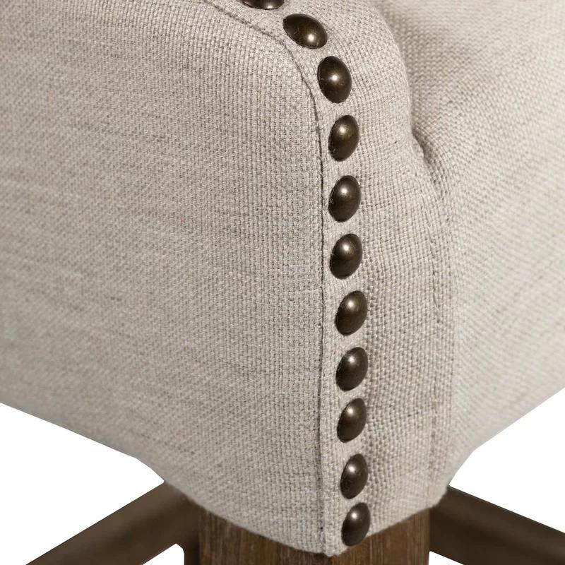 Natural Gray Upholstered Bar Stool with Wood Frame