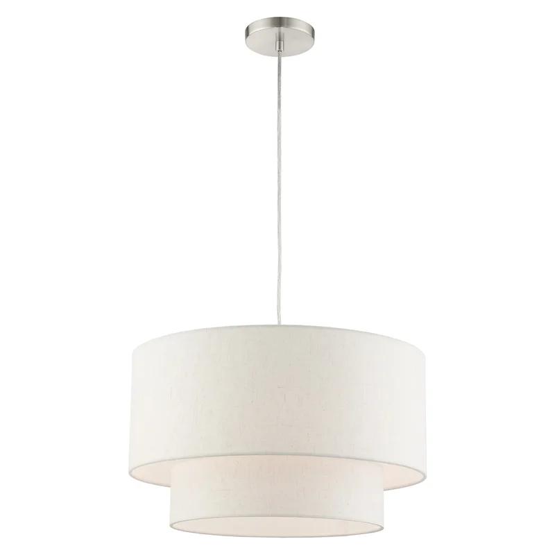 Contemporary Brushed Nickel 3-Light Indoor Drum Pendant