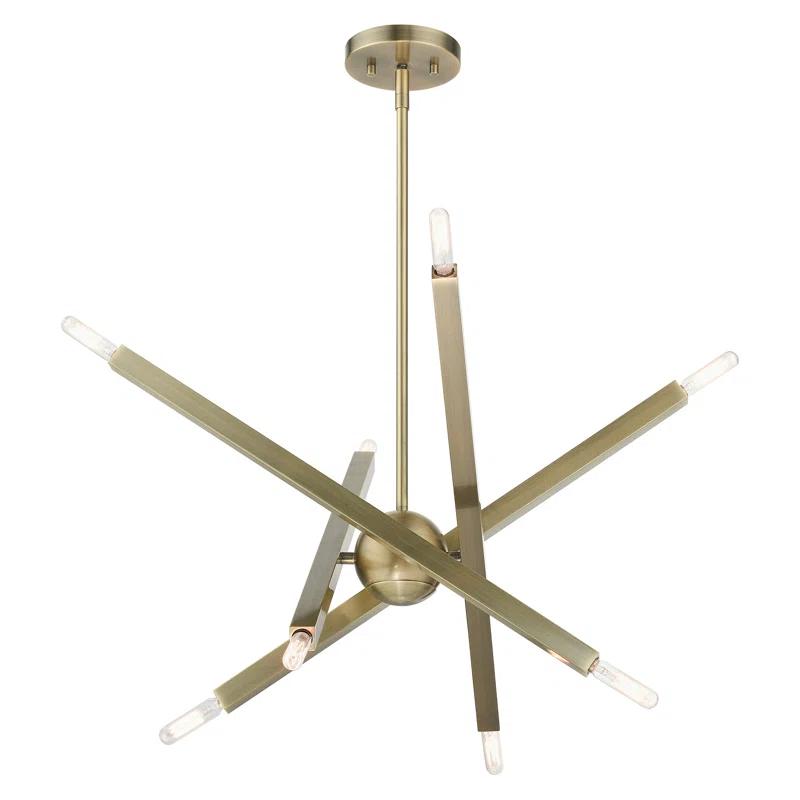 Antique Brass 8-Light Sputnik-Inspired Chandelier