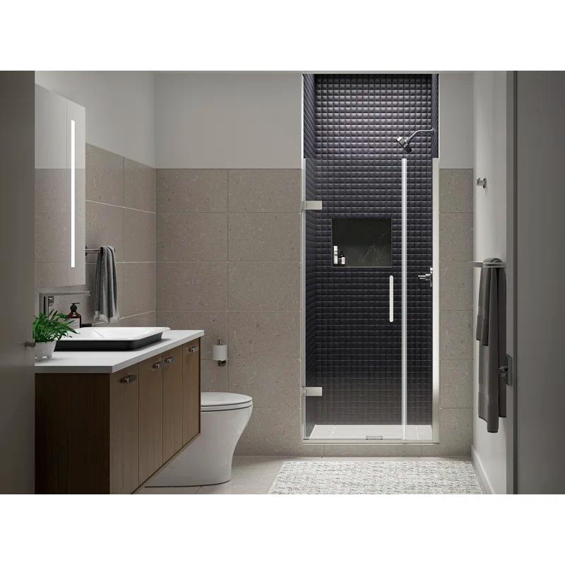 Composed 33-5/8-In34-3/8-In W X 71-1/2-In H Frameless Pivot Shower Door With 3/8-In Crystal Clear Glass And Back-To-Back Vertical Door Pulls