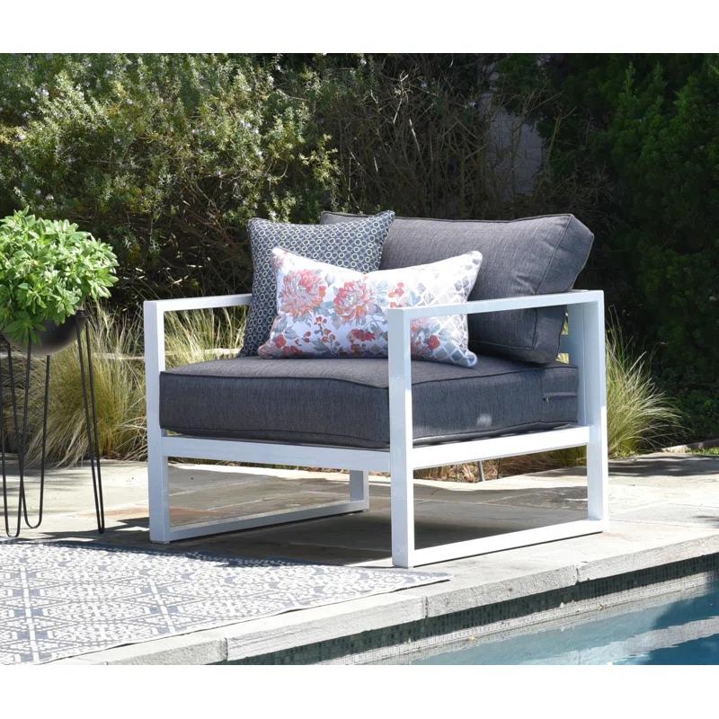Elle Decor Paloma Outdoor Weather-Resistant Metal Frame Accent Chair, White