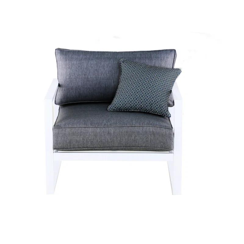 Elle Decor Paloma Outdoor Weather-Resistant Metal Frame Accent Chair, White