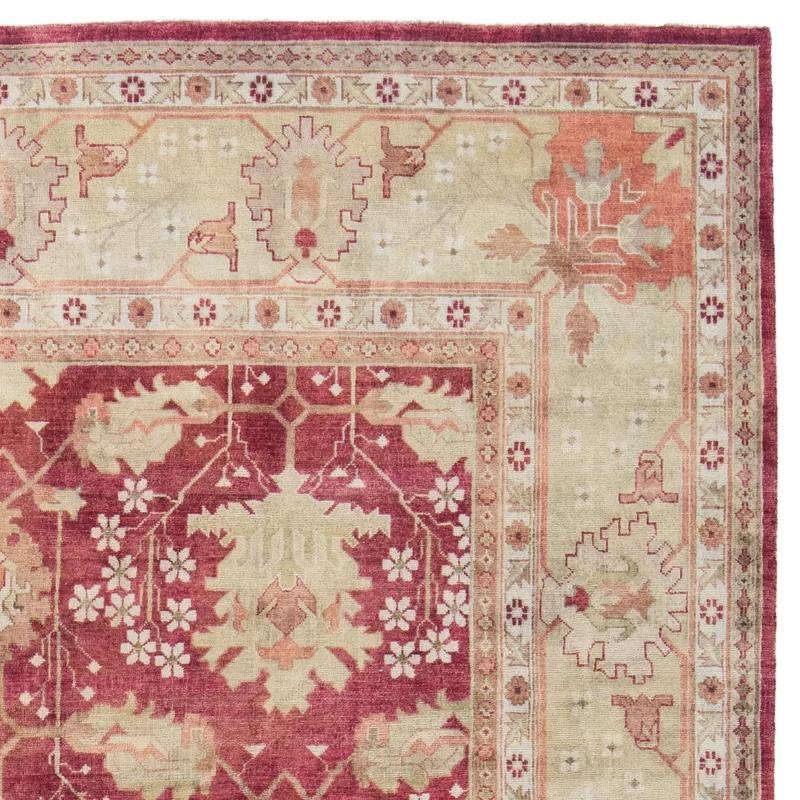 Elysian Red Wool 9' x 12' Hand-Knotted Oushak Area Rug