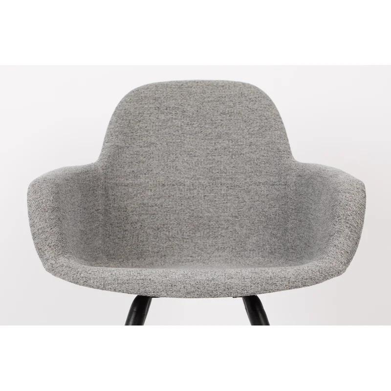 Elegant Light Gray Faux Leather & Wood Armchair