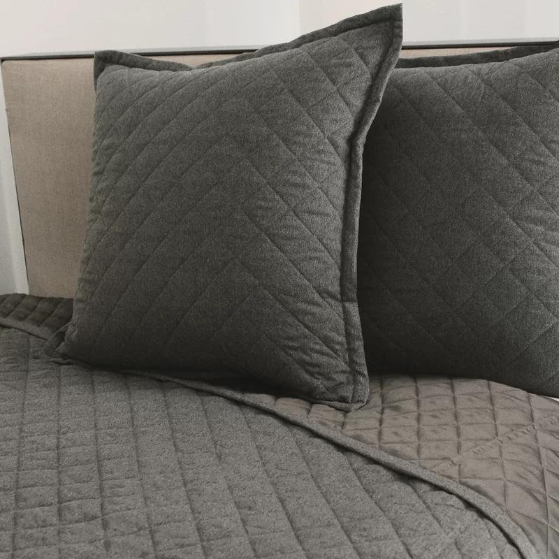 Elegant Gray Diamond Quilted Queen Microfiber Coverlet Set