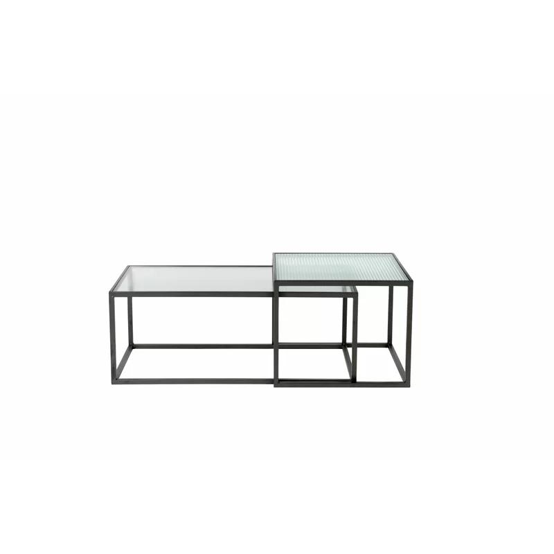 Rectangular Frosted Glass Nesting Coffee Tables Set