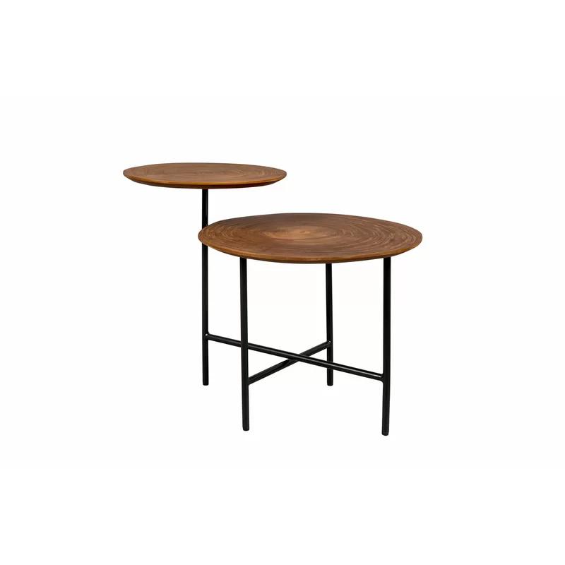 Mathison Circular Duo Walnut & Iron Side Table