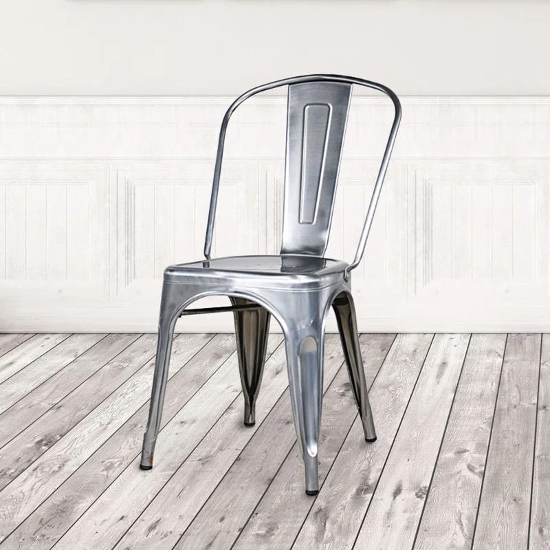 Amerivend Works 17'' H Metal Stacking Side Chair (Set of 2)