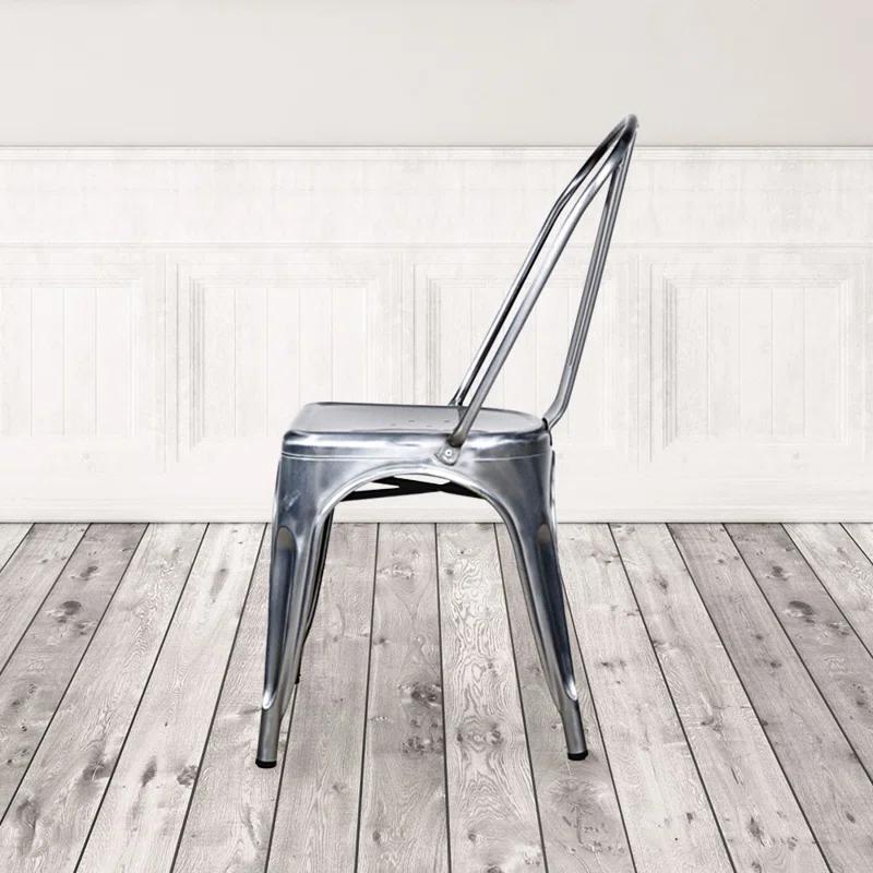 Amerivend Works 17'' H Metal Stacking Side Chair (Set of 2)