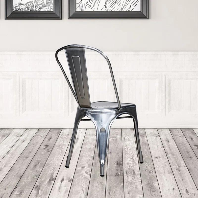 Amerivend Works 17'' H Metal Stacking Side Chair (Set of 2)