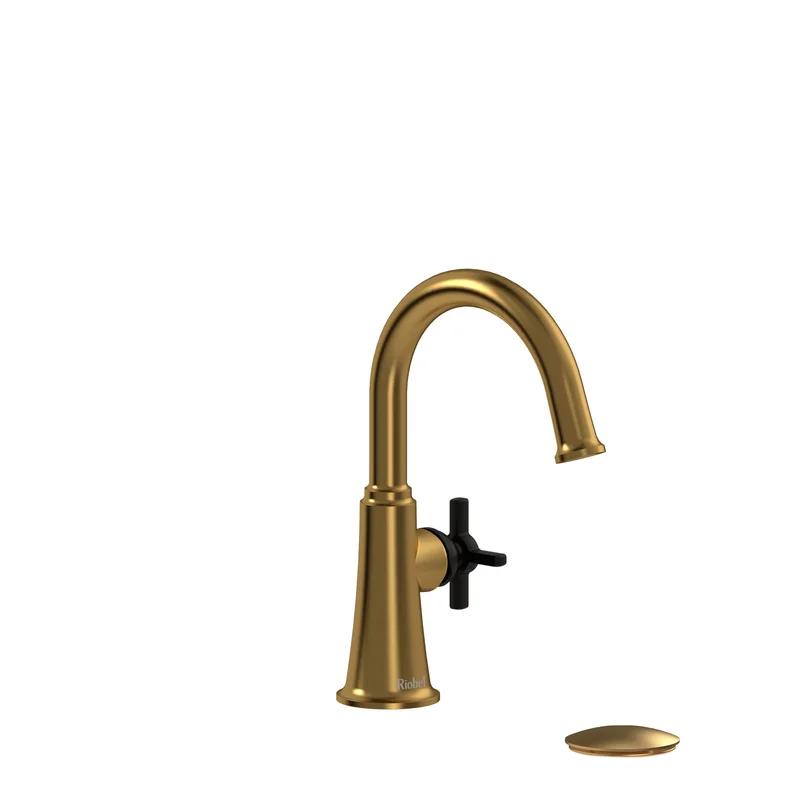 Brushed Gold/Black Momenti Single Hole Hi Arc Bathroom Faucet