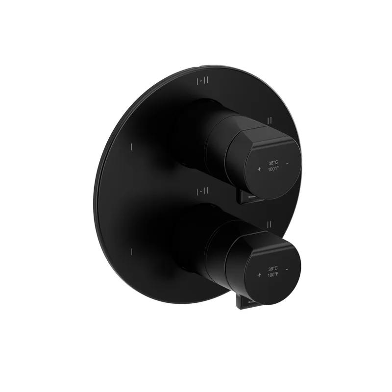 Parabola Black 3/4" Therm & Pressure Balance Shower Knob with 6 Functions