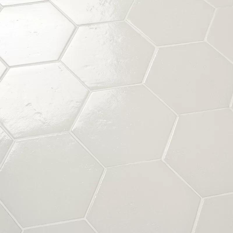 Triton Beige Glossy Hexagon Porcelain Shower Tile