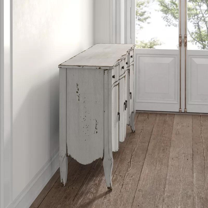 Transitional Gray Distressed 60'' Credenza with Cabriole Legs