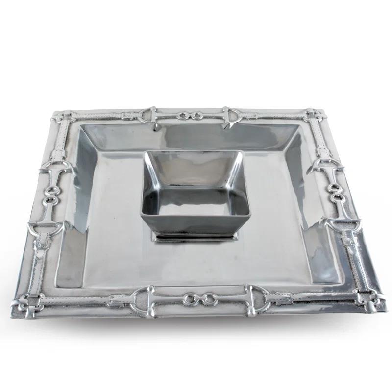 Arthur Court Designs Equestrian Aluminum Chips And Dip Platter