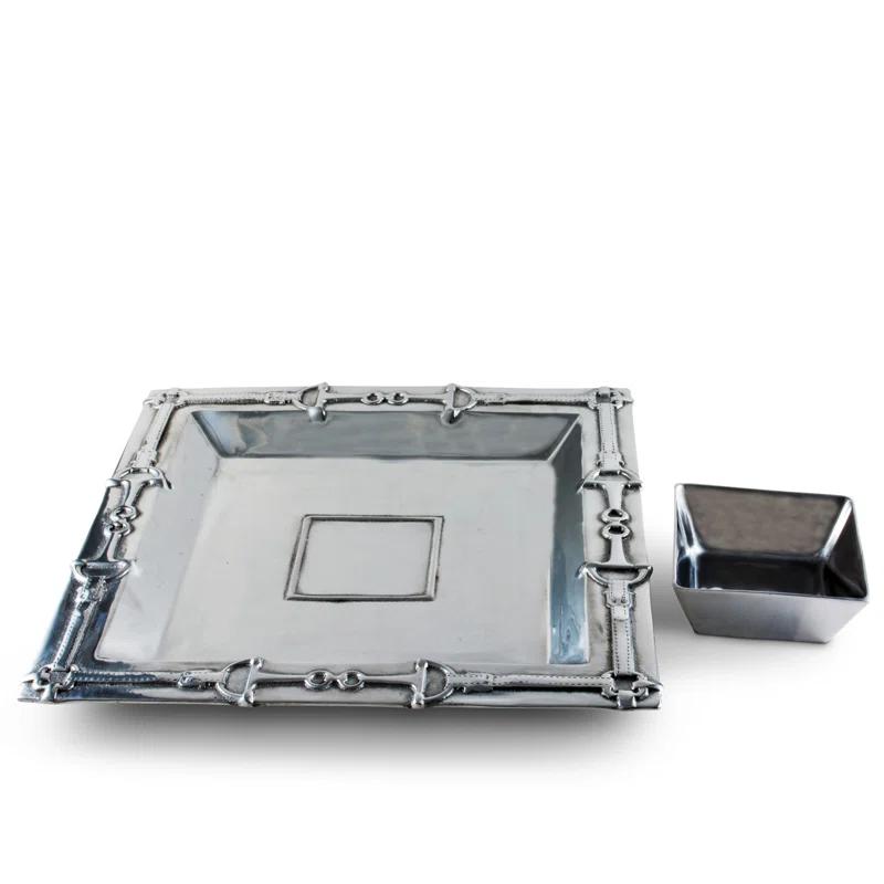 Arthur Court Designs Equestrian Aluminum Chips And Dip Platter