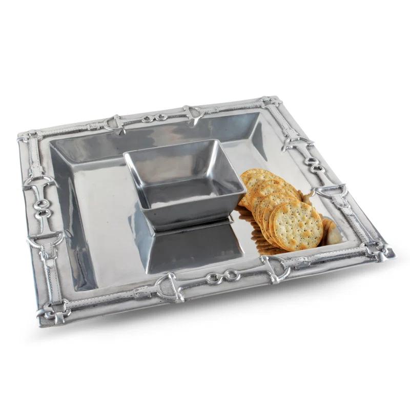 Arthur Court Designs Equestrian Aluminum Chips And Dip Platter