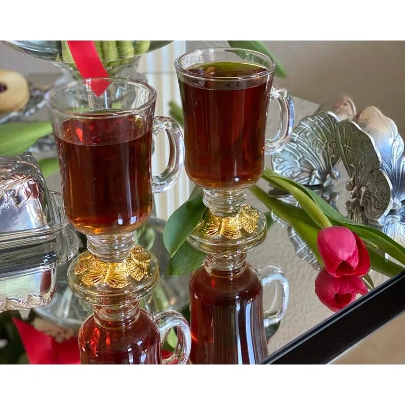 Arthur Court Designs Butterfly Plated Glass Irish Coffee Mug