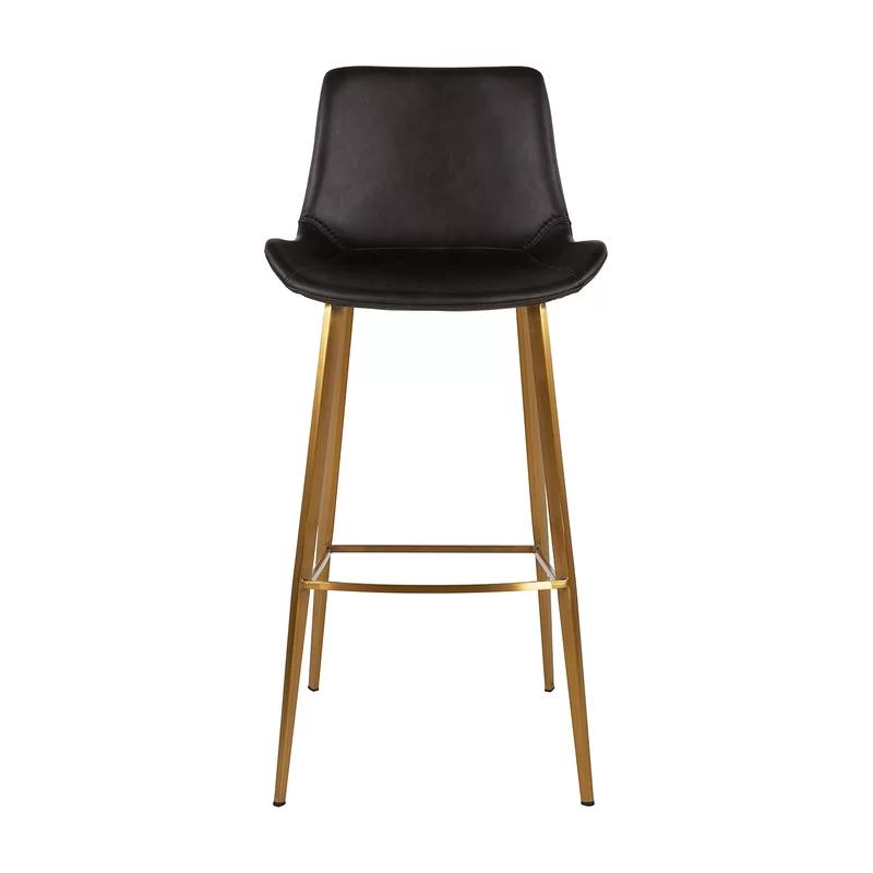 Hines 30" Transitional Black and Brown Leather Bar Stool
