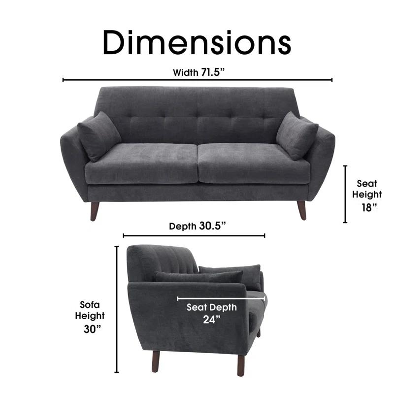 Serta Artesia Midcentury Modern Sofa with Tapered Legs