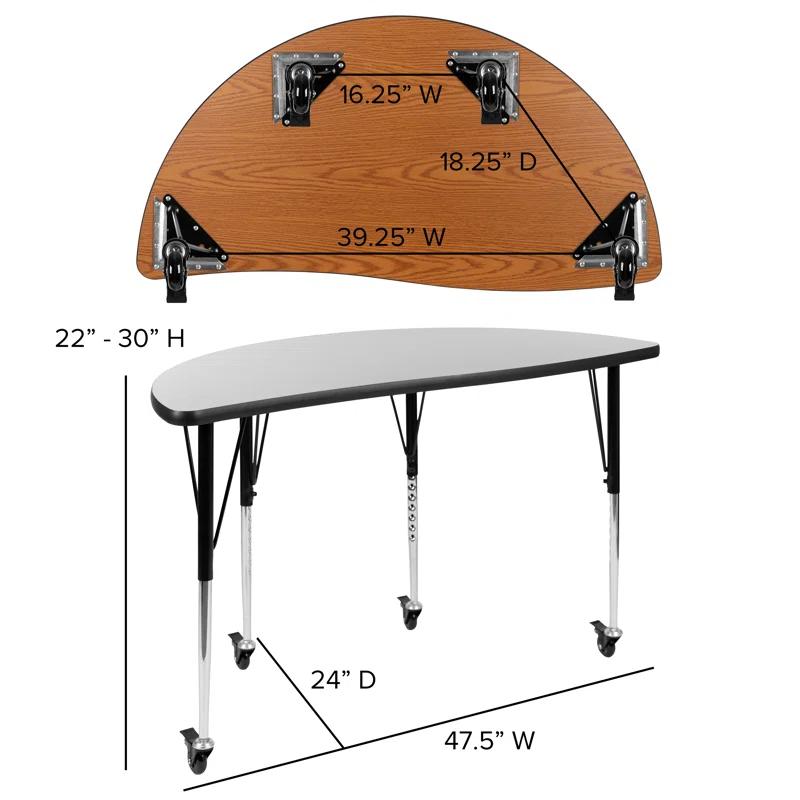 Flash Furniture Goddard Half Circle Wave Collaborative Adjustable Height Activity Table