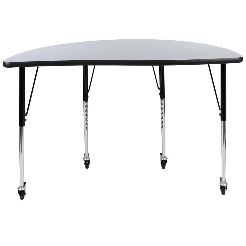 Adjustable Half Circle Wave Grey Laminate Activity Table