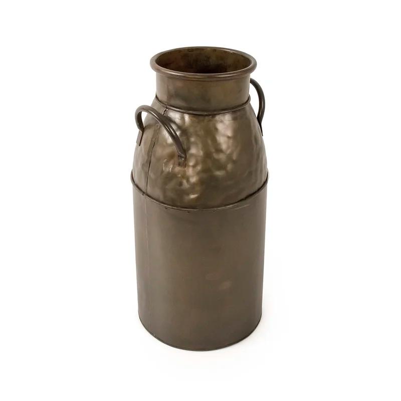Distressed Bronze Iron Milk Jug Vase 15" H x 7.5" W