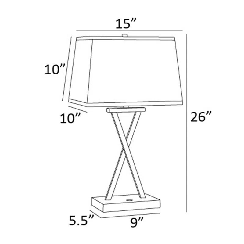 Maisie Black Crossing Lines USB Table Lamp Set of Two