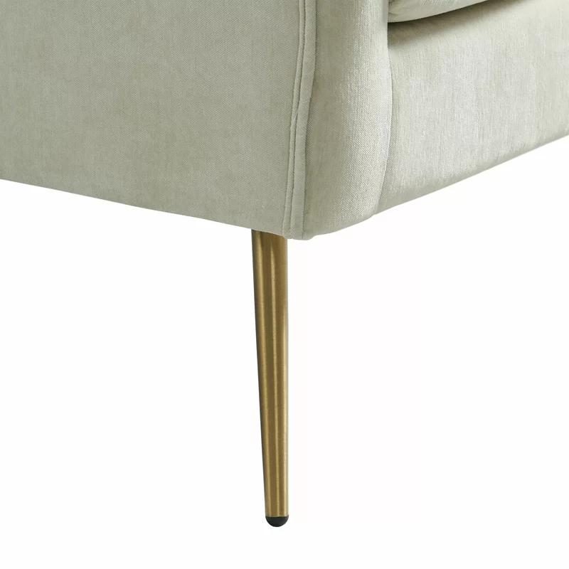 Mid-Century Modern Cream Accent Chair with Gold Legs