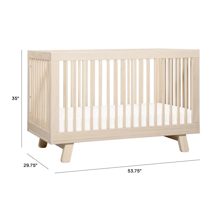 Babyletto Hudson Washed Natural Wood 3-in-1 Convertible Baby Crib with Toddler Bed Conversion Kit