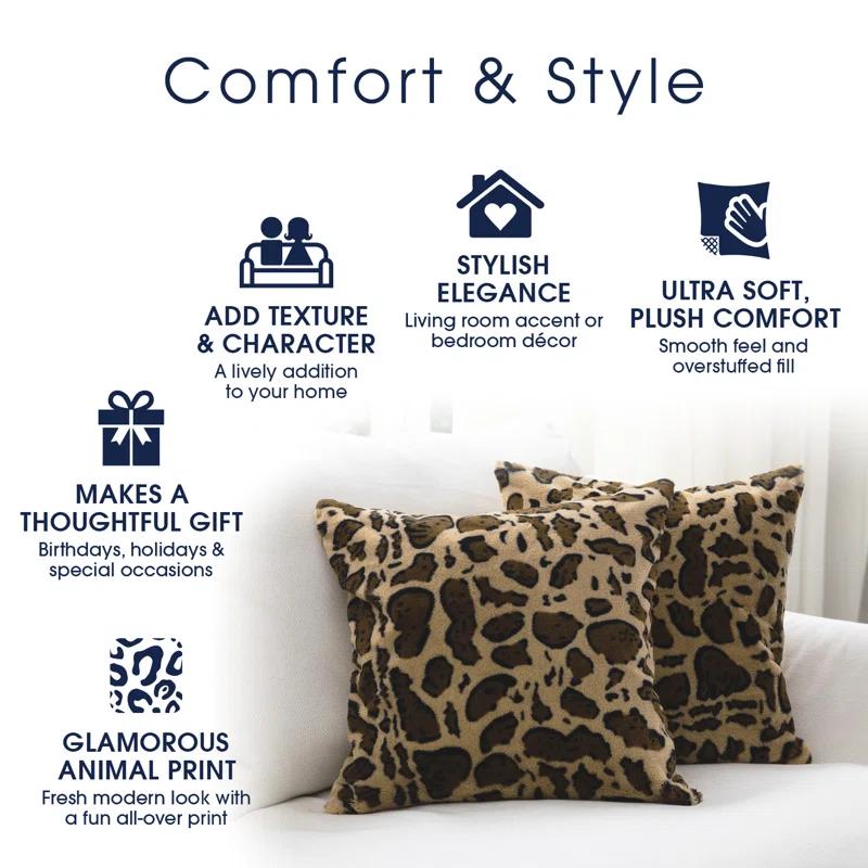 Animal Print Faux Fur Throw Pillow (Set of 2)