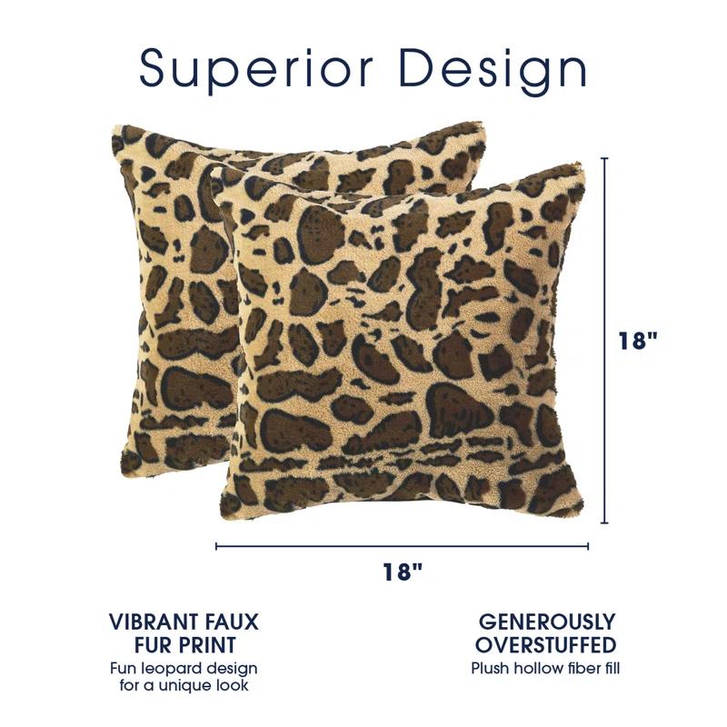 Animal Print Faux Fur Throw Pillow (Set of 2)