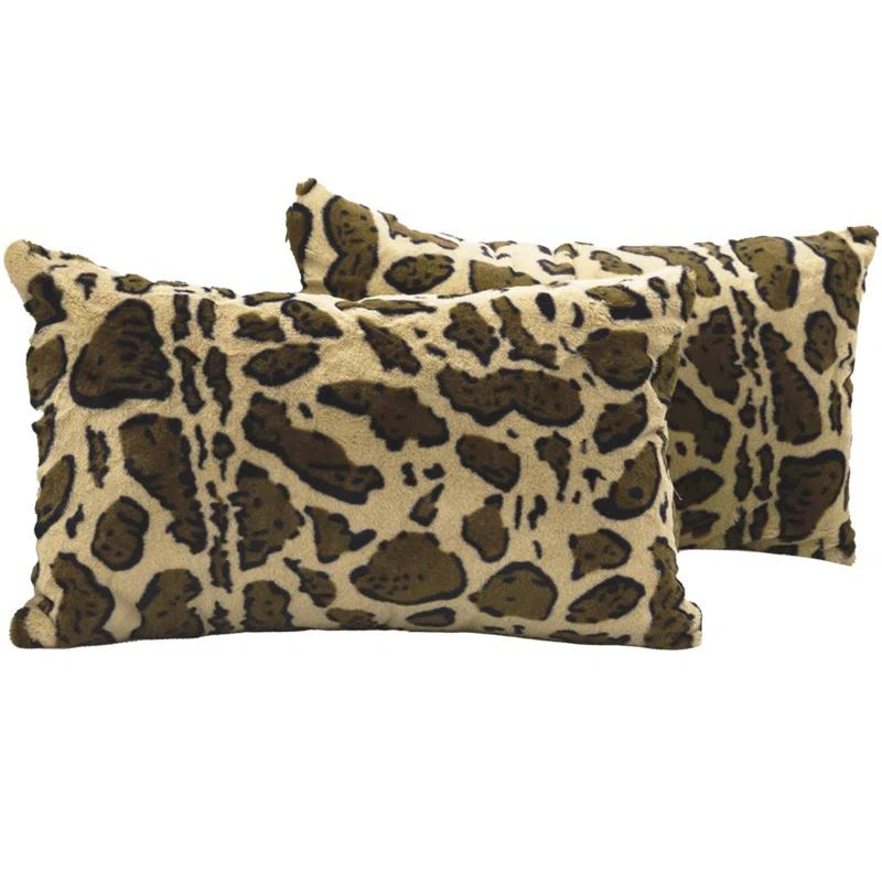 Cheer Collection Animal Print Faux Fur Throw Pillow (Set of 2)